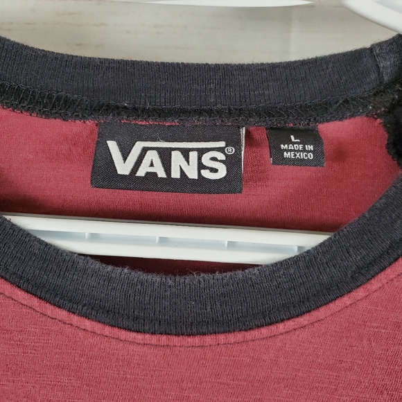 Vans | Skull Long Sleeve Maroon Ringer Shirt - Picture 5 of 5